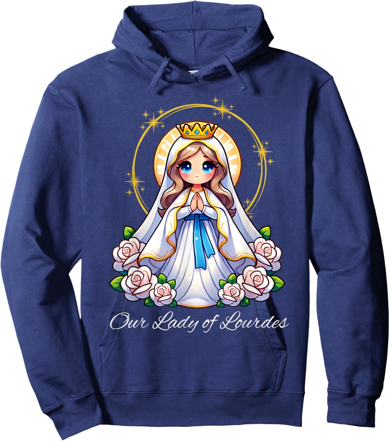 Our Lady of Lourdes Pray Mary Cute Women Catholic Girls kids Hoodie - Hoodie | Navy