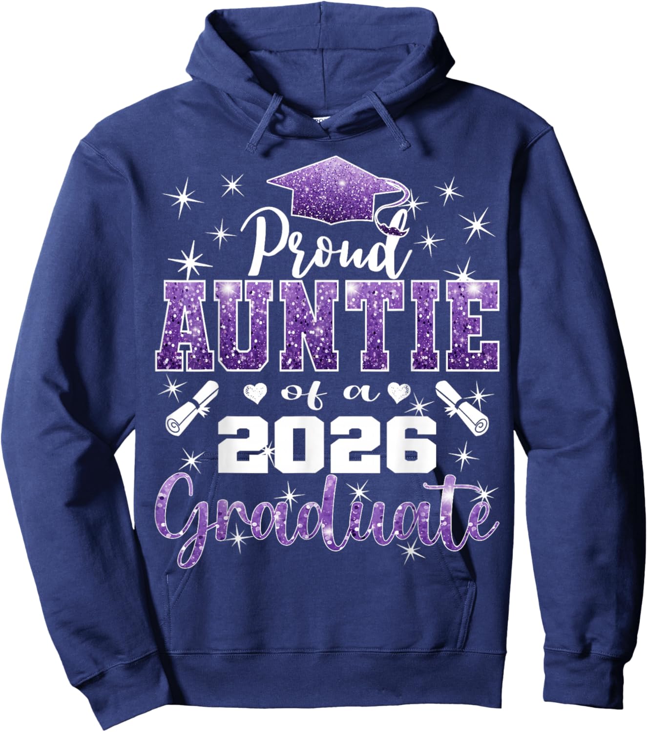 Super Proud Auntie of 2026 Graduate Senior Graduation Family Hoodie - Hoodie | Navy