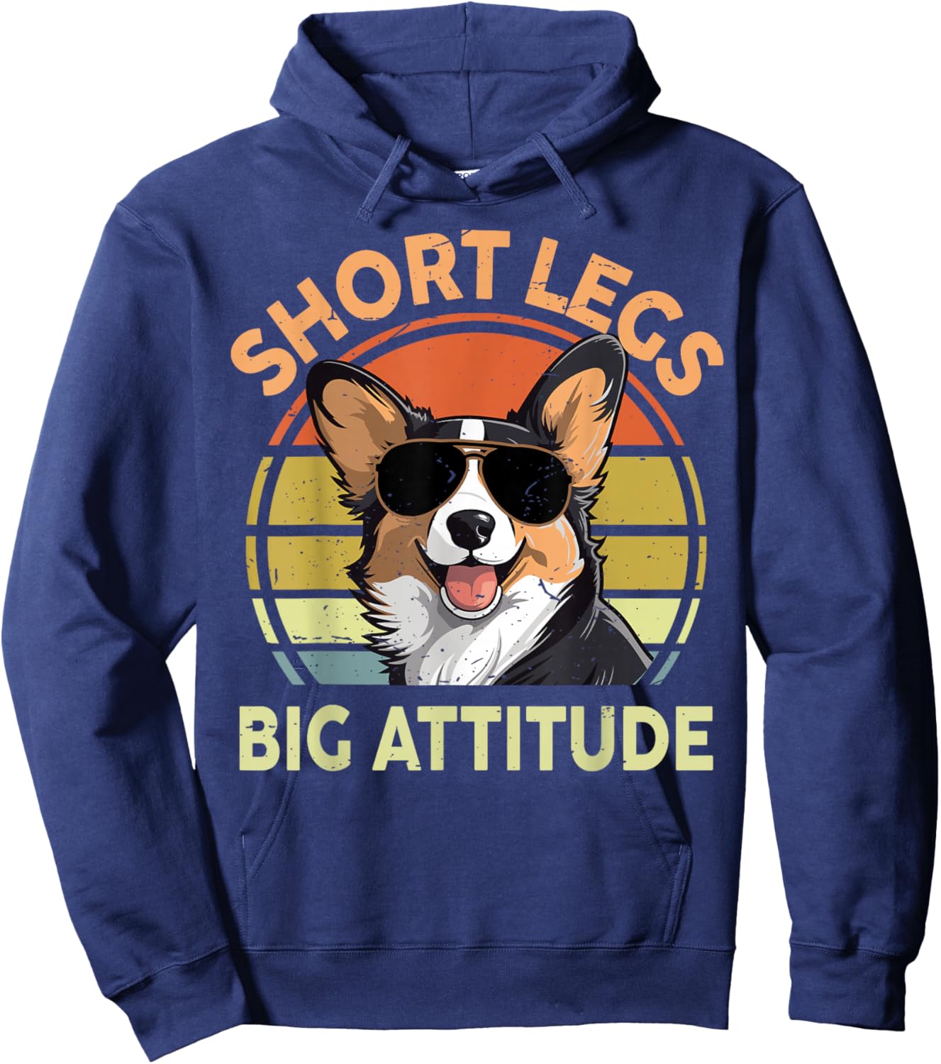 Funny Corgi Short Legs Big Attitude Men Women Dad Mom Hoodie - Hoodie | Navy