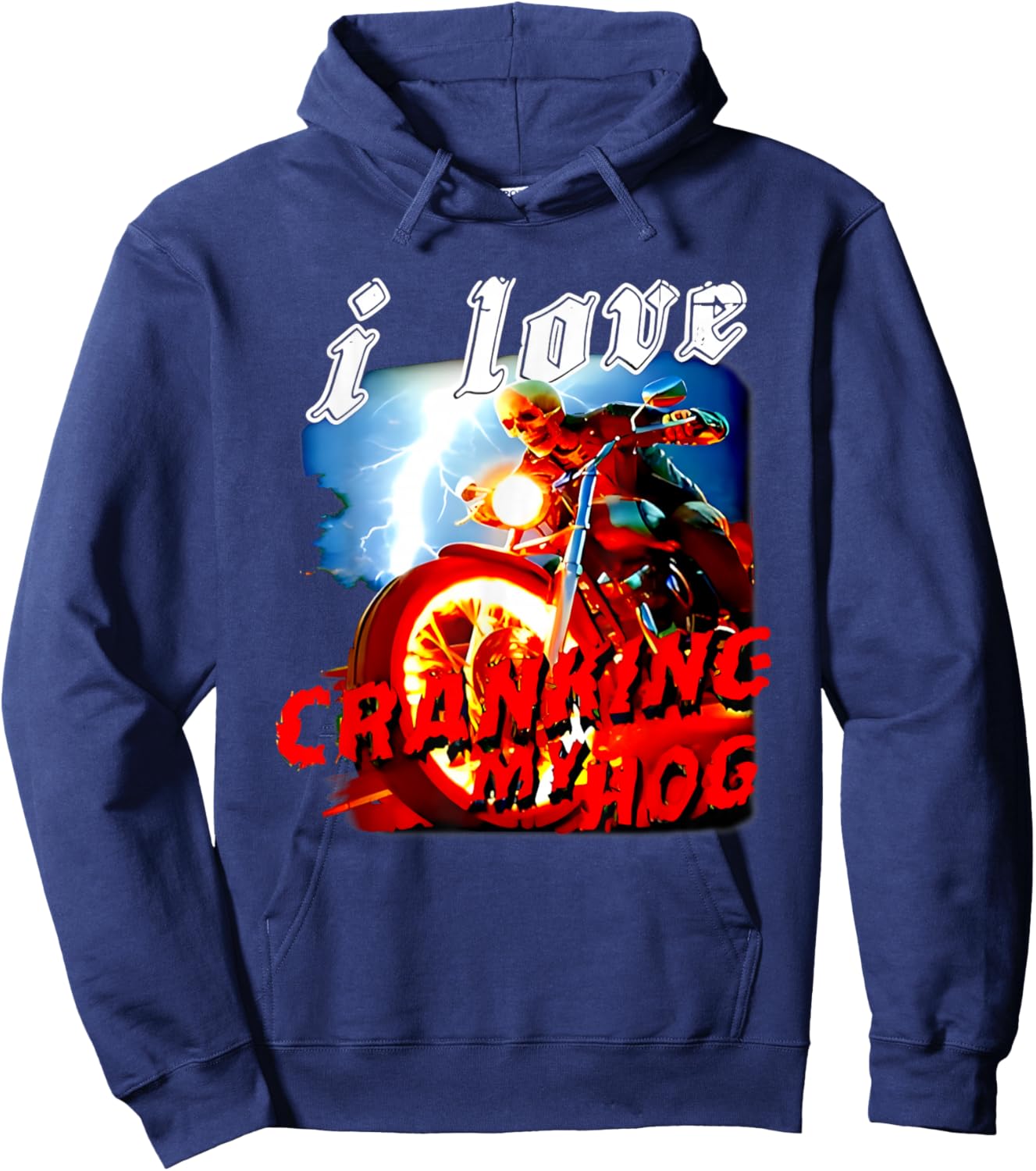 I Love Cranking My Hog Skeleton Racing Hoodie - Hoodie | Navy