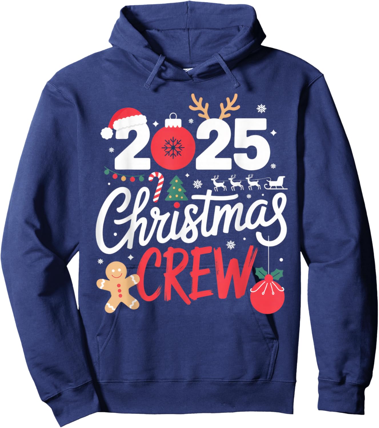 2025 Christmas Crew Festive Family Friends Holiday Hoodie - Hoodie | Navy