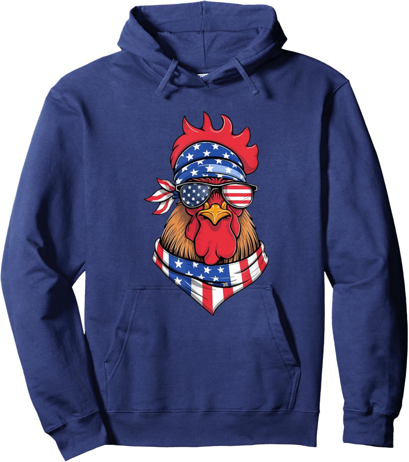 Red White Blue Chicken Farm Animal Patriotic 4th Of July Hoodie - Hoodie | Navy