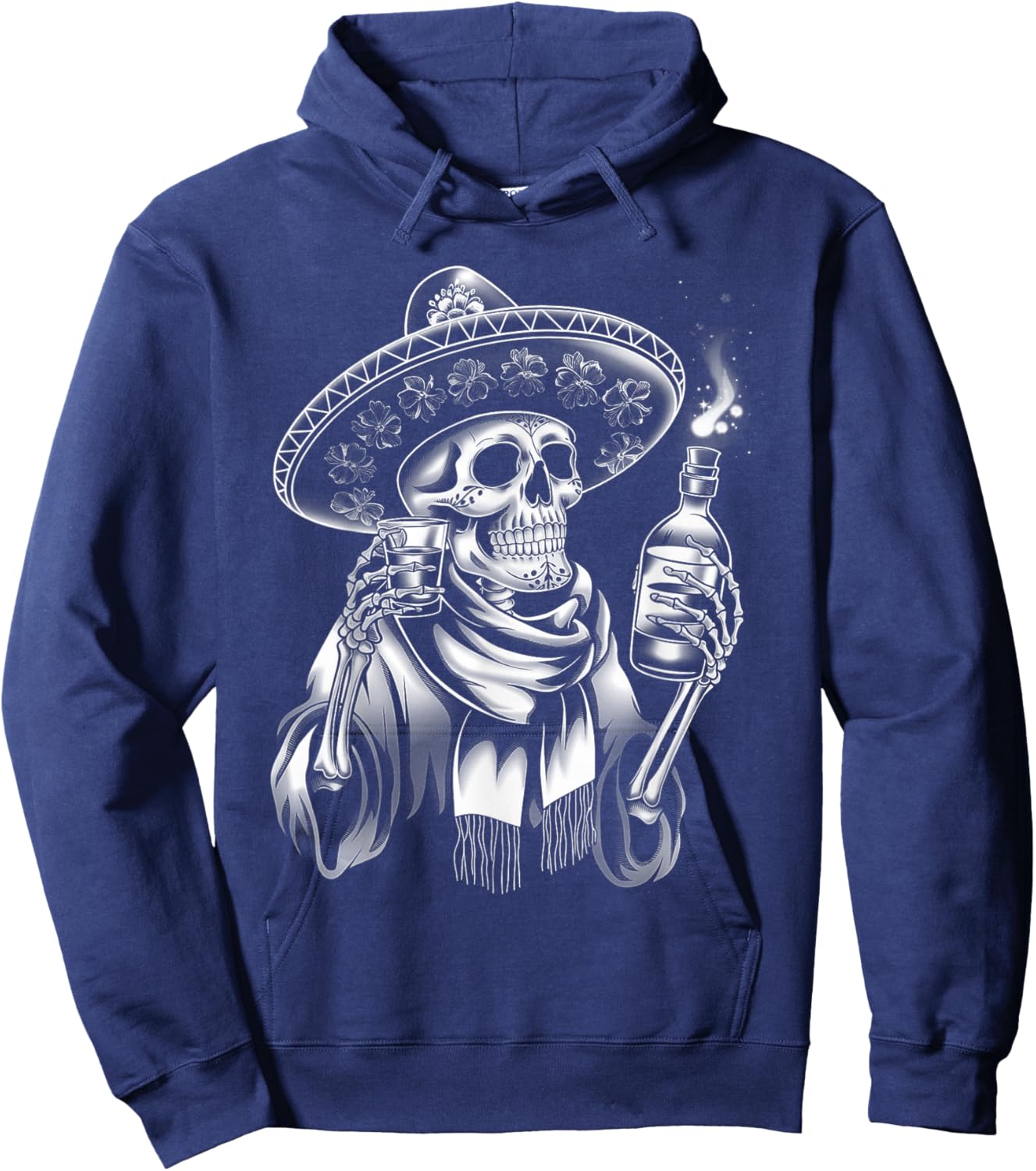 Mexico Vintage Skeleton Tequila Dia De Los Muertos Mexican Hoodie - Hoodie | Navy