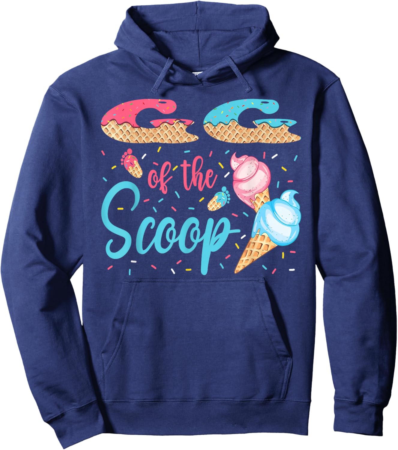 GG Of The Scoop Ice Cream Gender Reveal Baby Shower Hoodie - Hoodie | Navy
