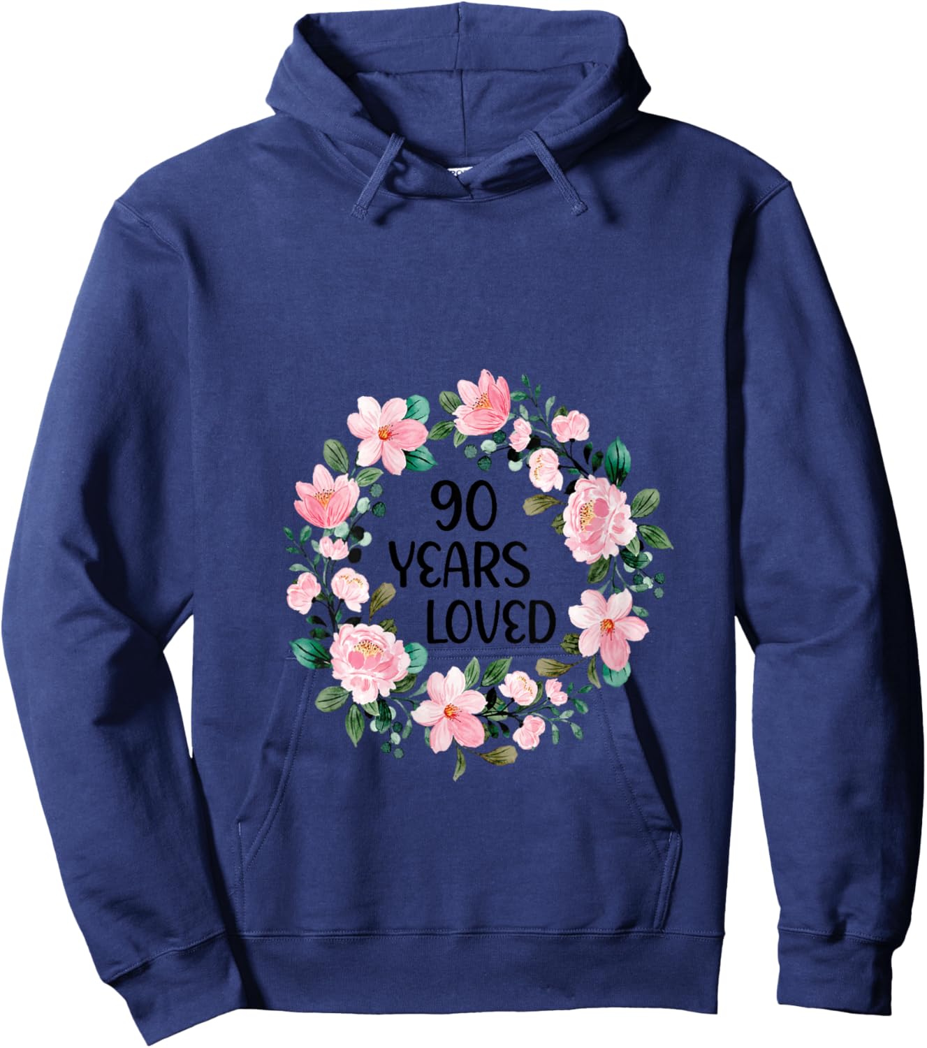 90 Years Loved Women Men 90 Years Old Cool 90th Birthday V-Neck Hoodie - Hoodie | Navy