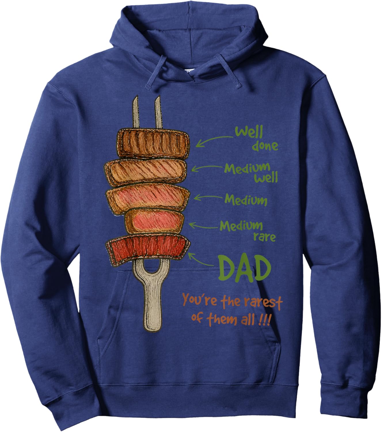 Steak BBQ Dad You're The Rarest of Them All Fathers Day Hoodie - Hoodie | Navy
