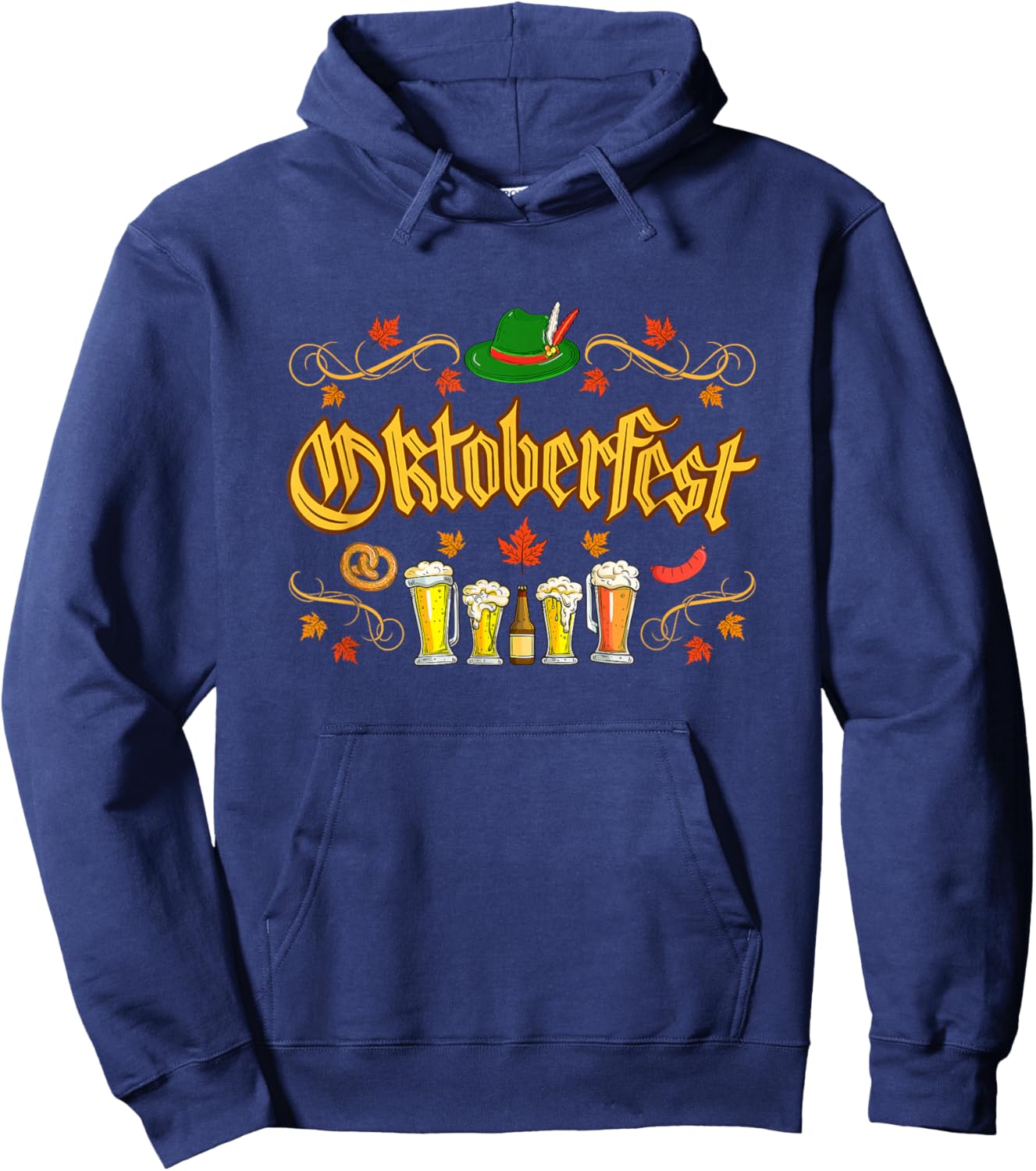 Oktoberfest Fall Autumn Leaves German Costume Women Men Kids Hoodie - Hoodie | Navy