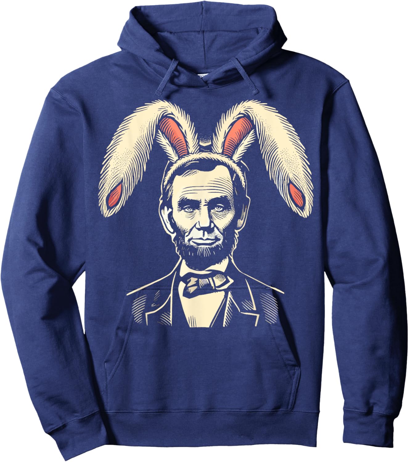 Men Women Vintage Easter Bunny Costume Abraham Lincoln Hoodie - Hoodie | Navy