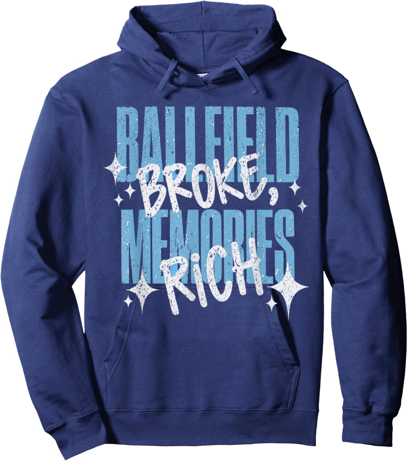 Ballfield Broke Memories Rich Baseball Softball Mama Vintage Hoodie - Hoodie | Navy