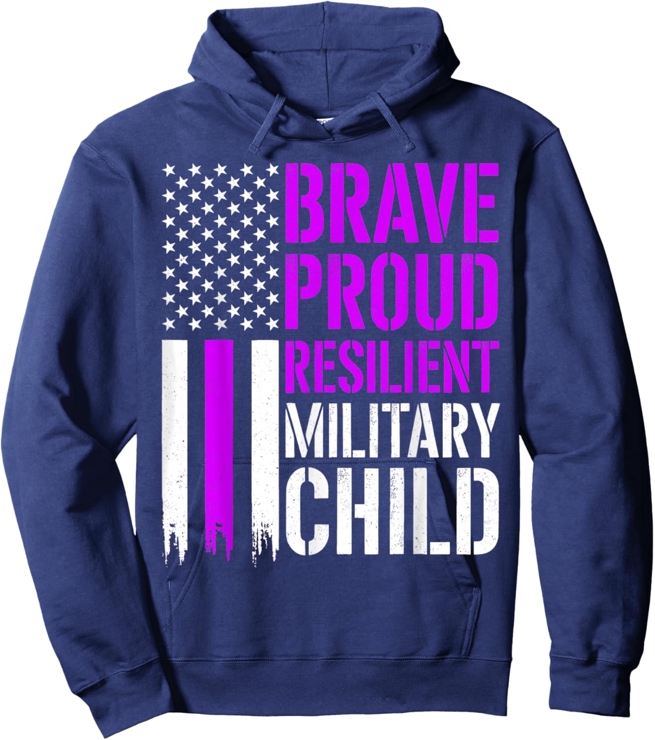 Purple Up For Military Kids Flag USA Military Child Month Hoodie - Hoodie | Navy