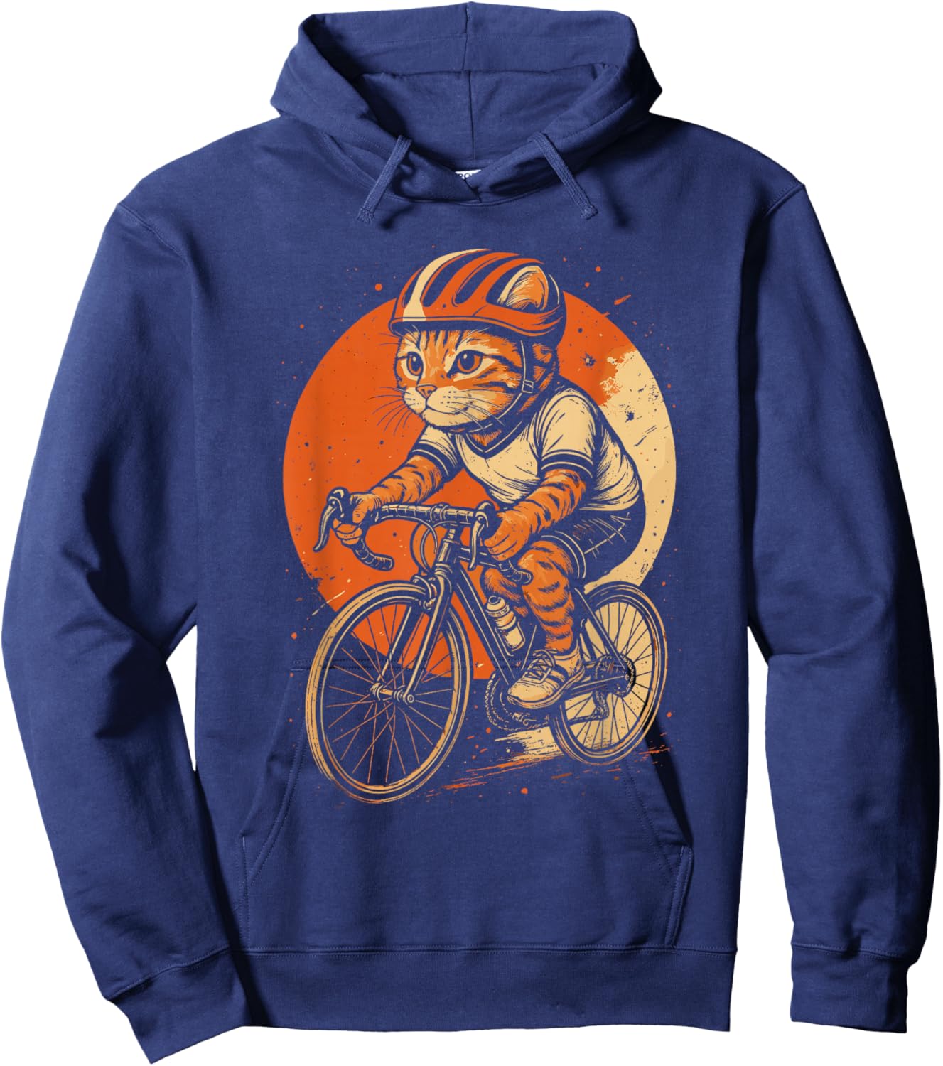 Funny Cat Cycling Retro Bike Rider Pet Bicycle Kawaii Hoodie - Hoodie | Navy