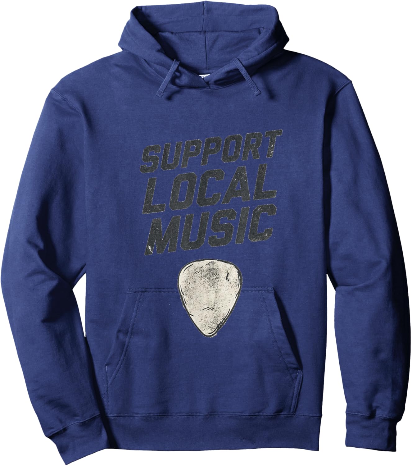 Support Local Music Vintage Guitar Pick Grunge Hoodie - Hoodie | Navy