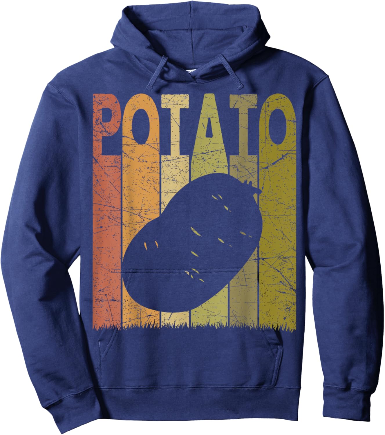 Farming Retro Potato Farming Designs. Potato Vintage - -Adults & Kids - Black - Small - Short Sleeve Hoodie - Hoodie | Navy