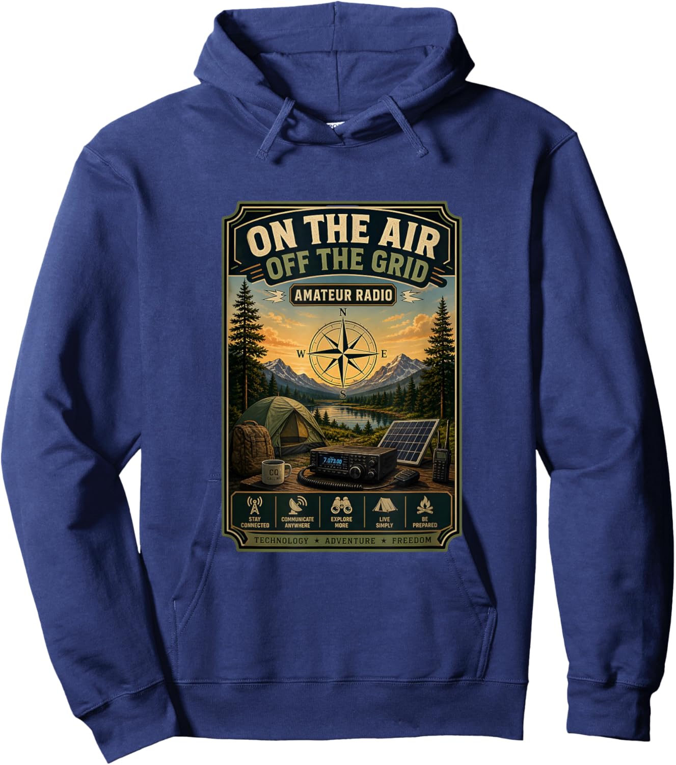 On the Air, Off the Grid Amateur Radio Outdoor Camping Hoodie - Hoodie | Navy