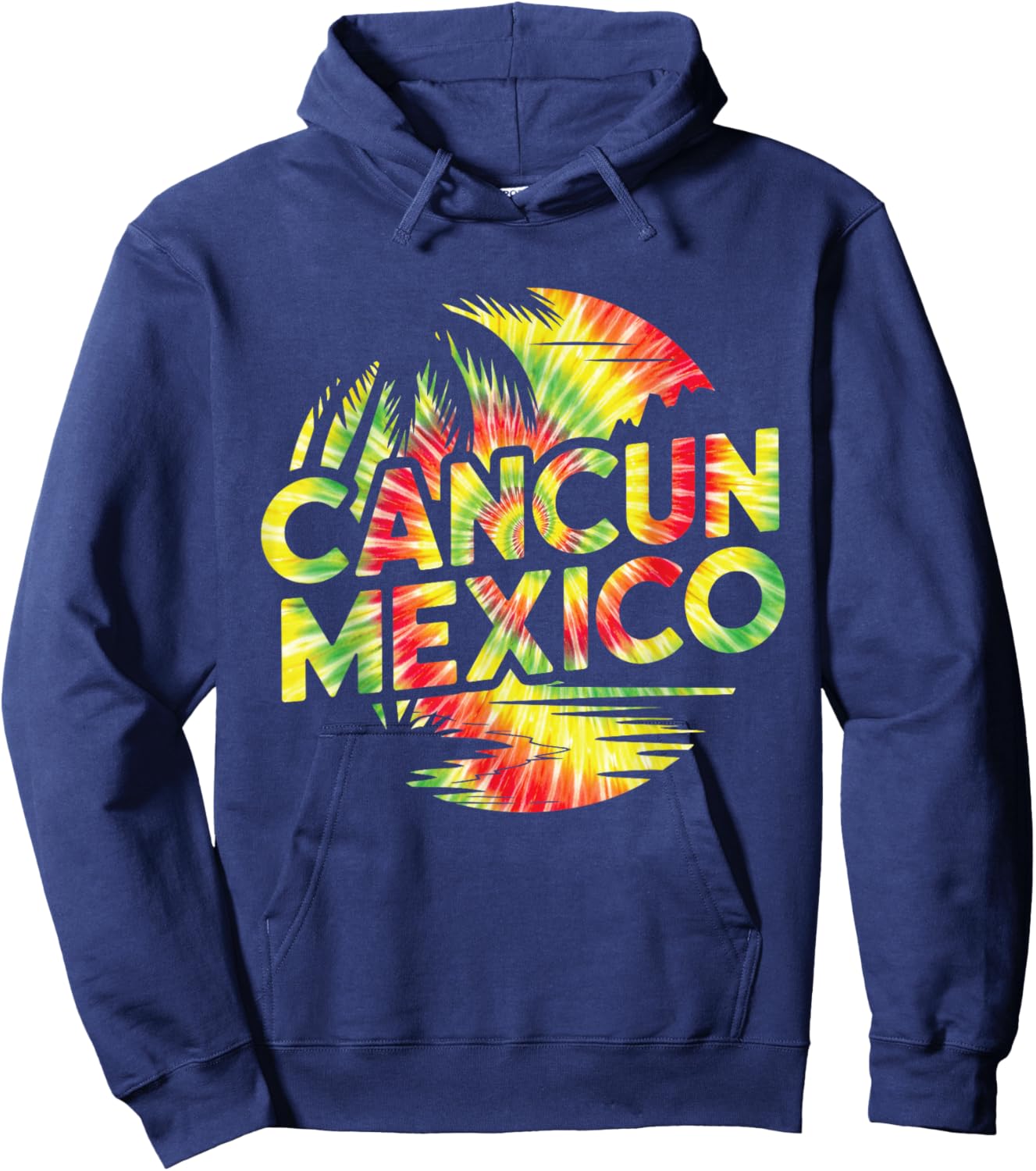 Cancun Mexico Tropical Beach Vacation Trip Retro Tie Dye Hoodie - Hoodie | Navy