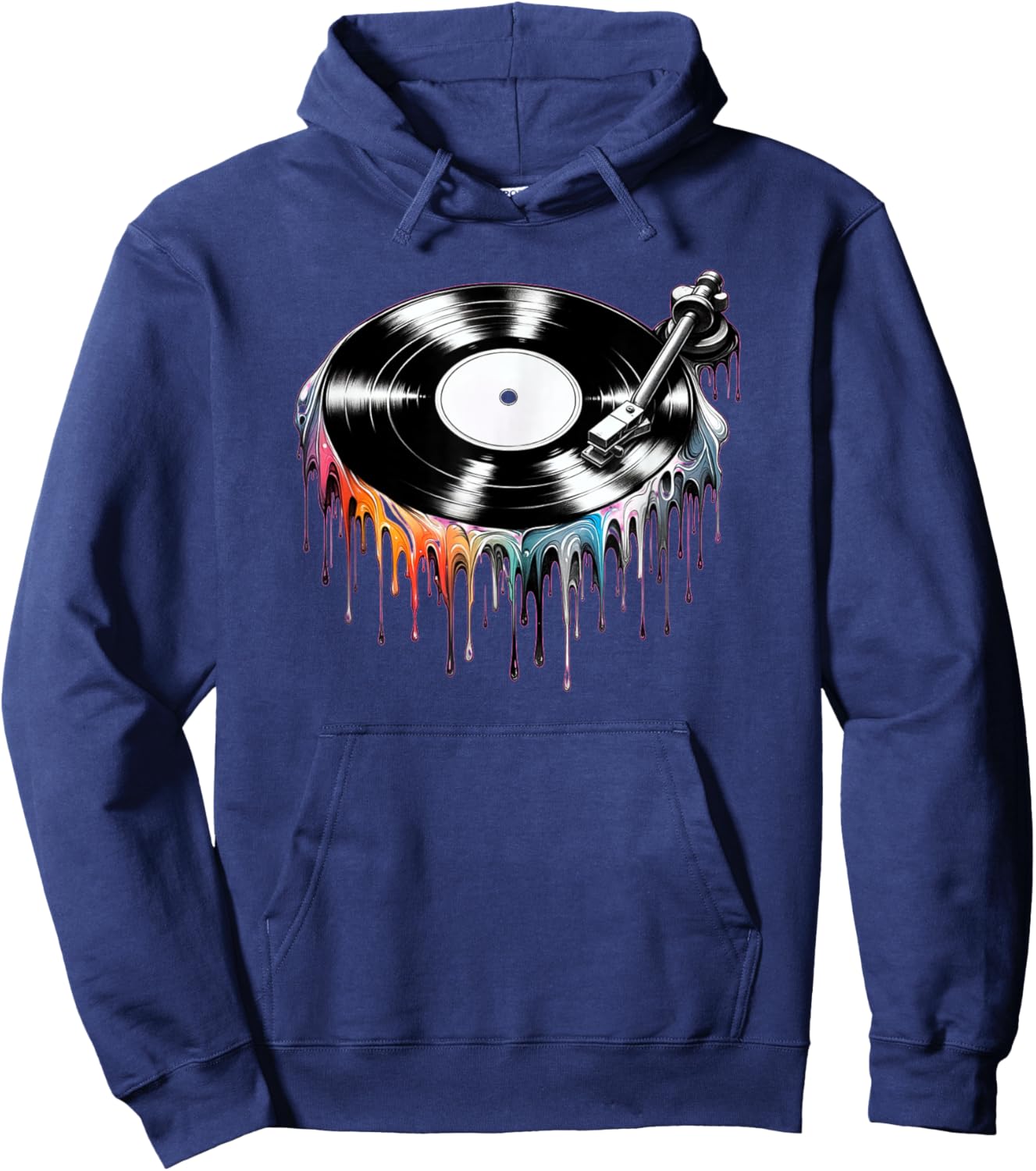 Melting Vinyl Record – Retro Music Lover Gifts Hoodie - Hoodie | Navy