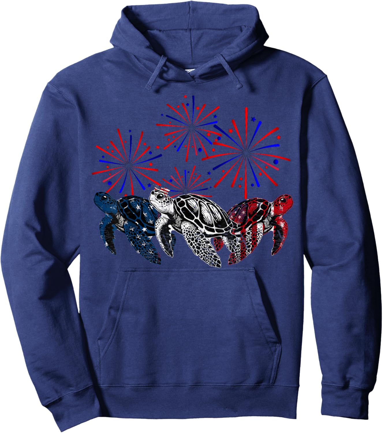 Sea Turtles USA Flag Women Men Sea Turtles Lover 4th Of July Hoodie - Hoodie | Navy