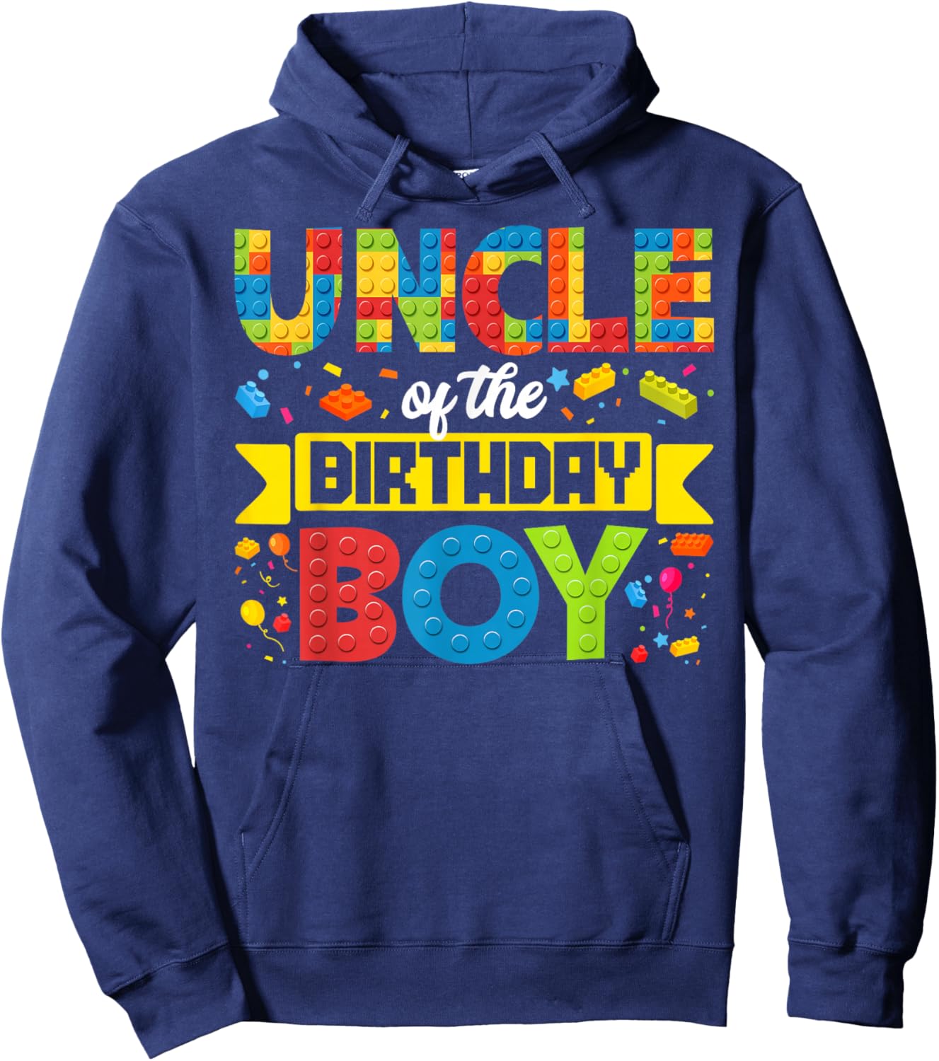 Uncle Of The Birthday Boy Master Builder Kid Building Blocks Hoodie - Hoodie | Navy