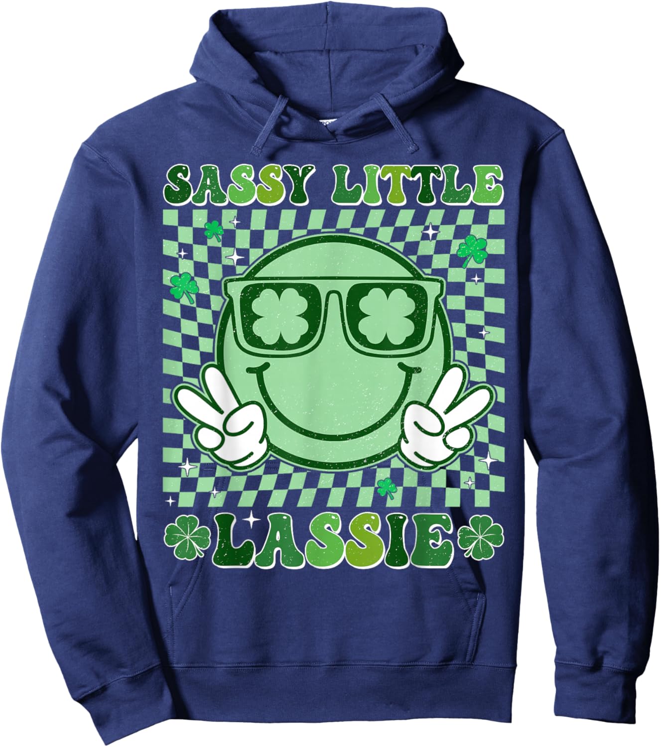 Retro St Patrick's Day Sassy Little Lassie Kid Girls Toddler Hoodie - Hoodie | Navy