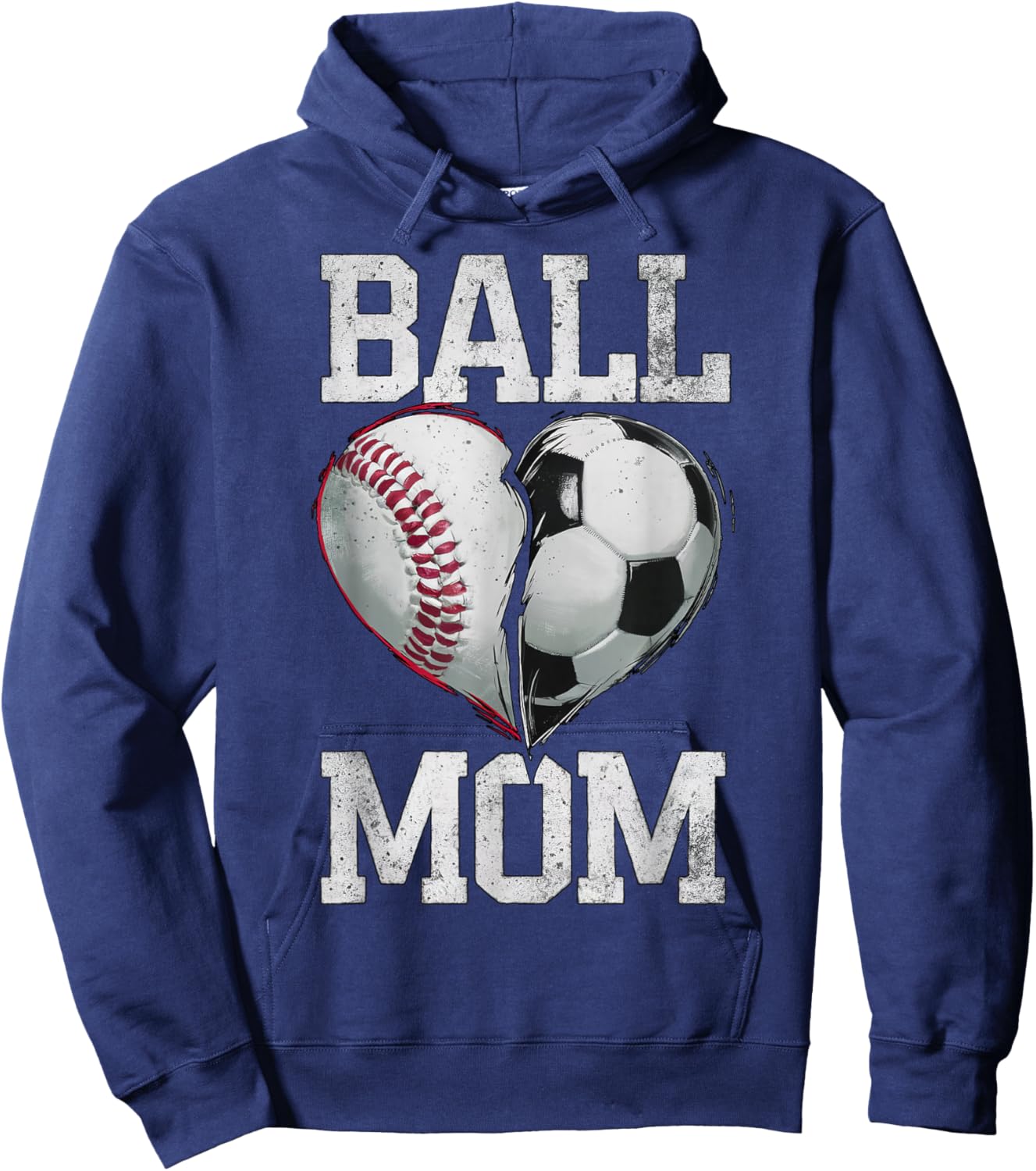Ball Mom Soccer Baseball Sports Game Day Supporter Mother Hoodie - Hoodie | Navy