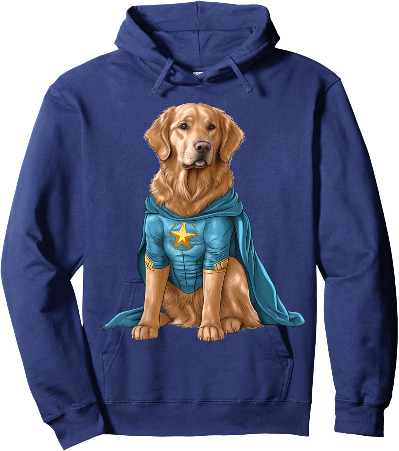 Superhero Golden Retriever Red Cape Super Hero Dog Hoodie - Hoodie | Navy