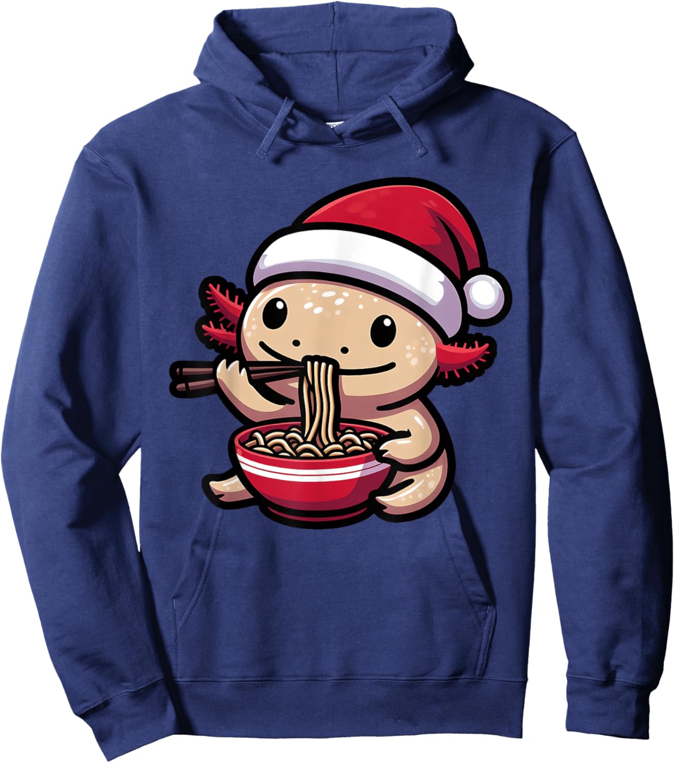 Santa Axolotl Eating Ramen Pajama Christmas Toddler Kids Hoodie - Hoodie | Navy
