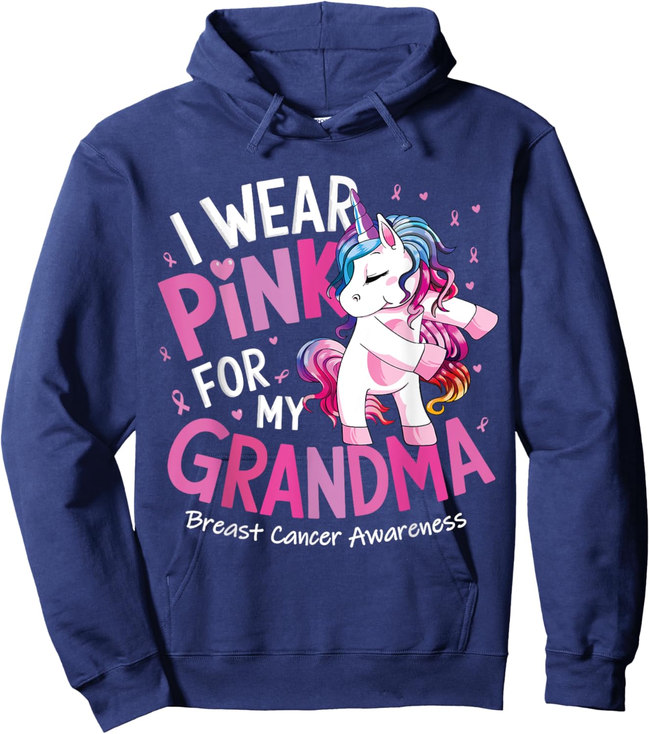 Breast Cancer Awareness Wear Pink Grandma Kids Baby Toddler Hoodie - Hoodie | Navy