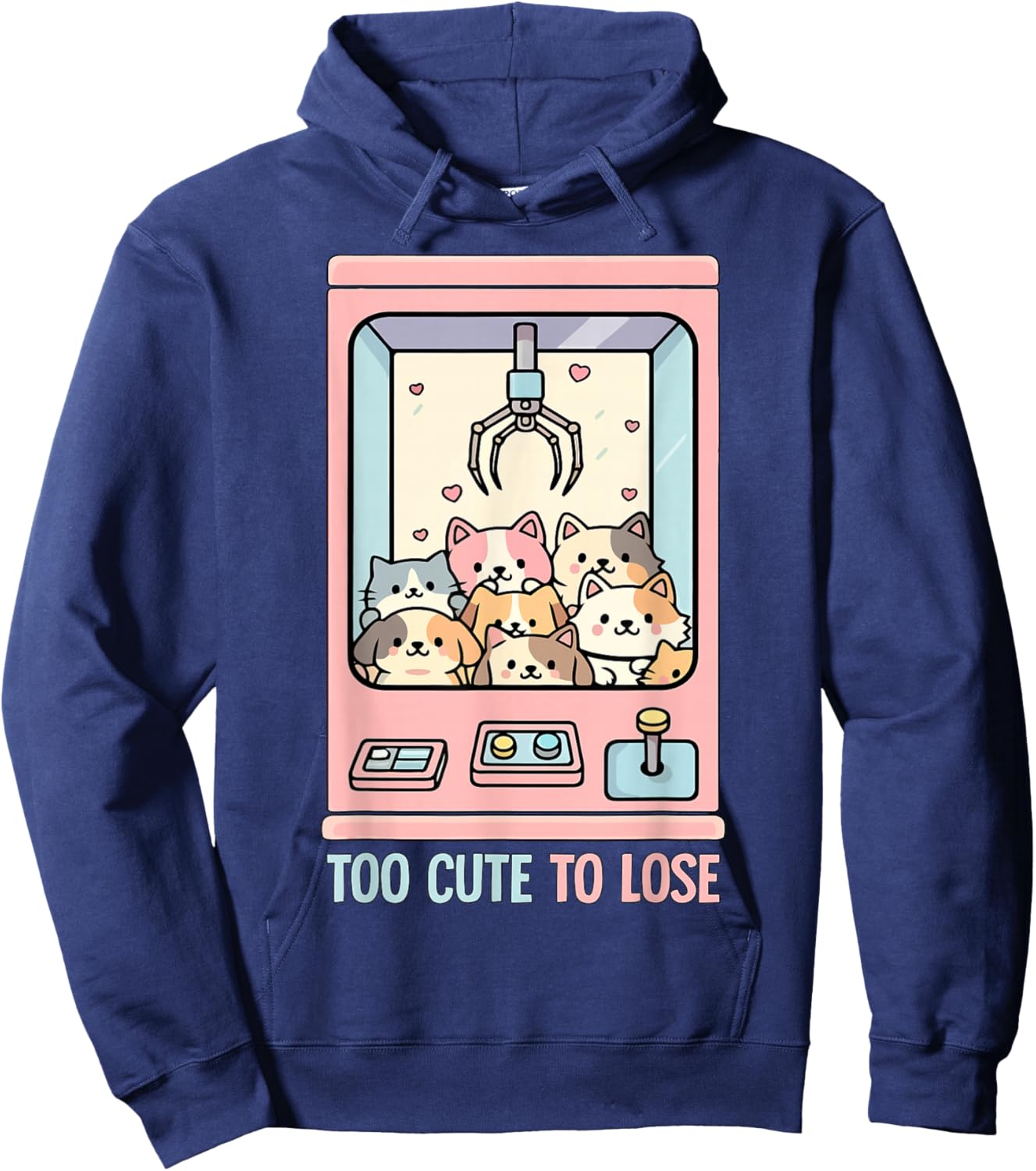 Too Cute to Lose Claw Machine Arcade Prize Game Hoodie - Hoodie | Navy