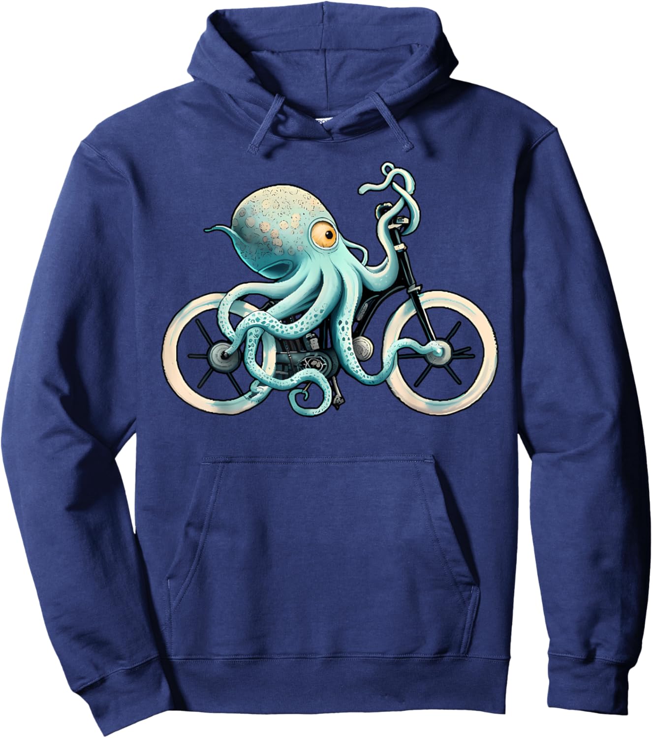 Octopus Riding Bicycle Cyding Mountain Bike Biking Biker Hoodie - Hoodie | Navy