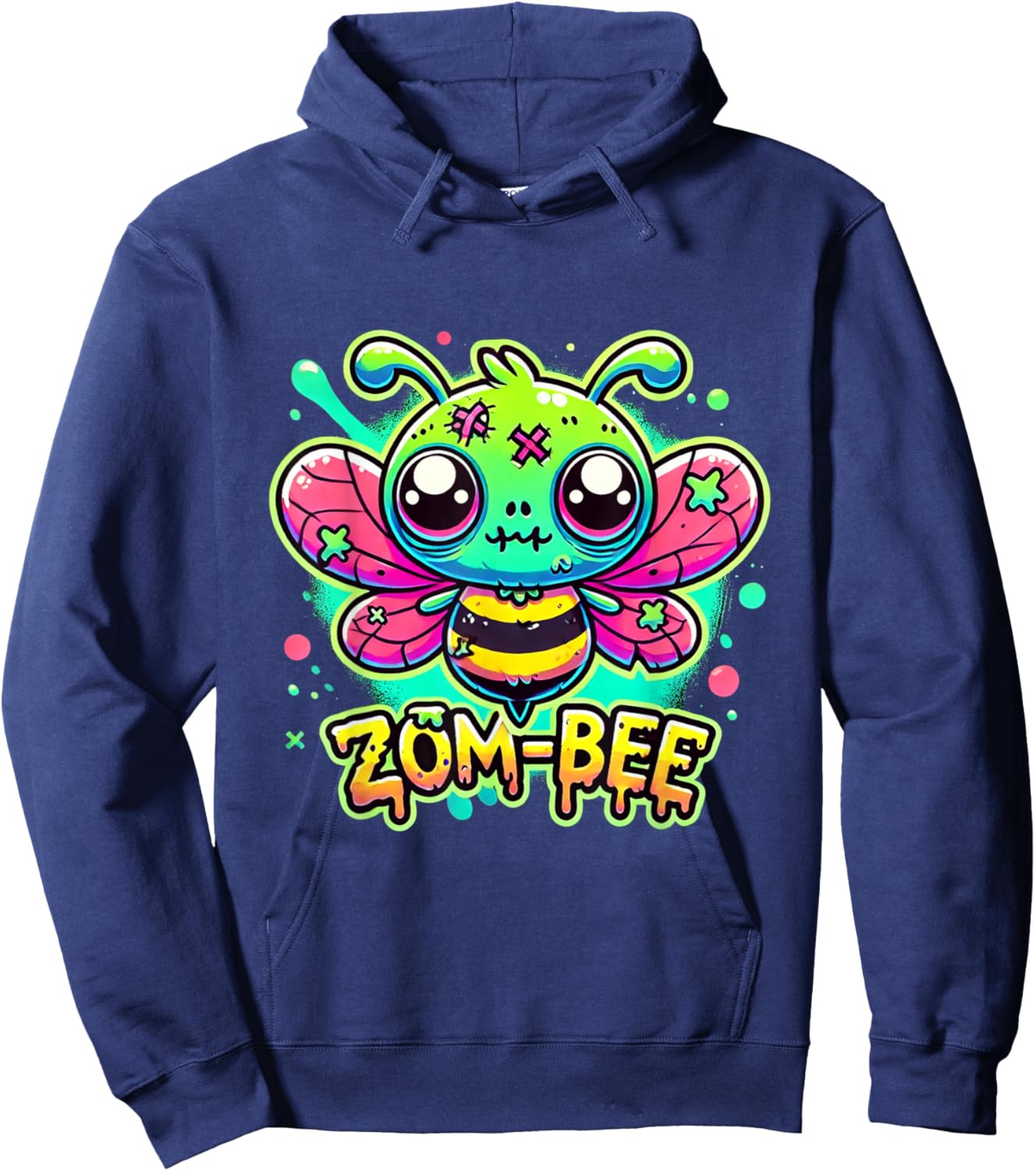 Zom-Bee Cute Halloween Creepy Zombie Bee Cartoon Hoodie - Hoodie | Navy