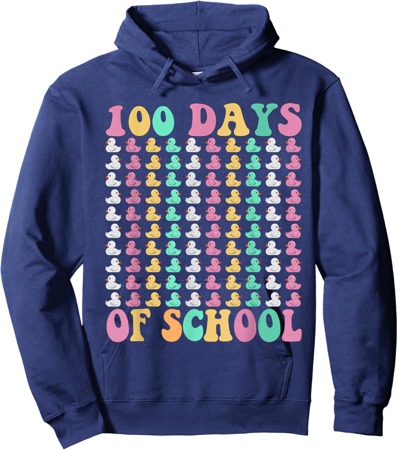 Easy 100 Days of School - Ducks 100 Days Easy Idea Hoodie - Hoodie | Navy