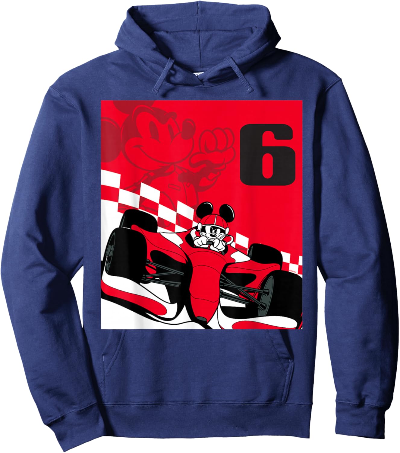 Disney Racing 6th Birthday 6 Years Old Mickey Mouse Race Car Hoodie - Hoodie | Navy