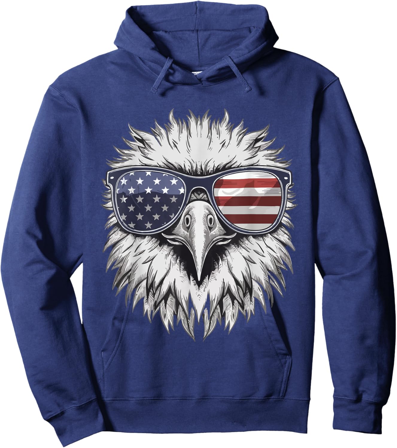Bald Eagle Proud Patriotic American US Flag 4th Of July Hoodie - Hoodie | Navy
