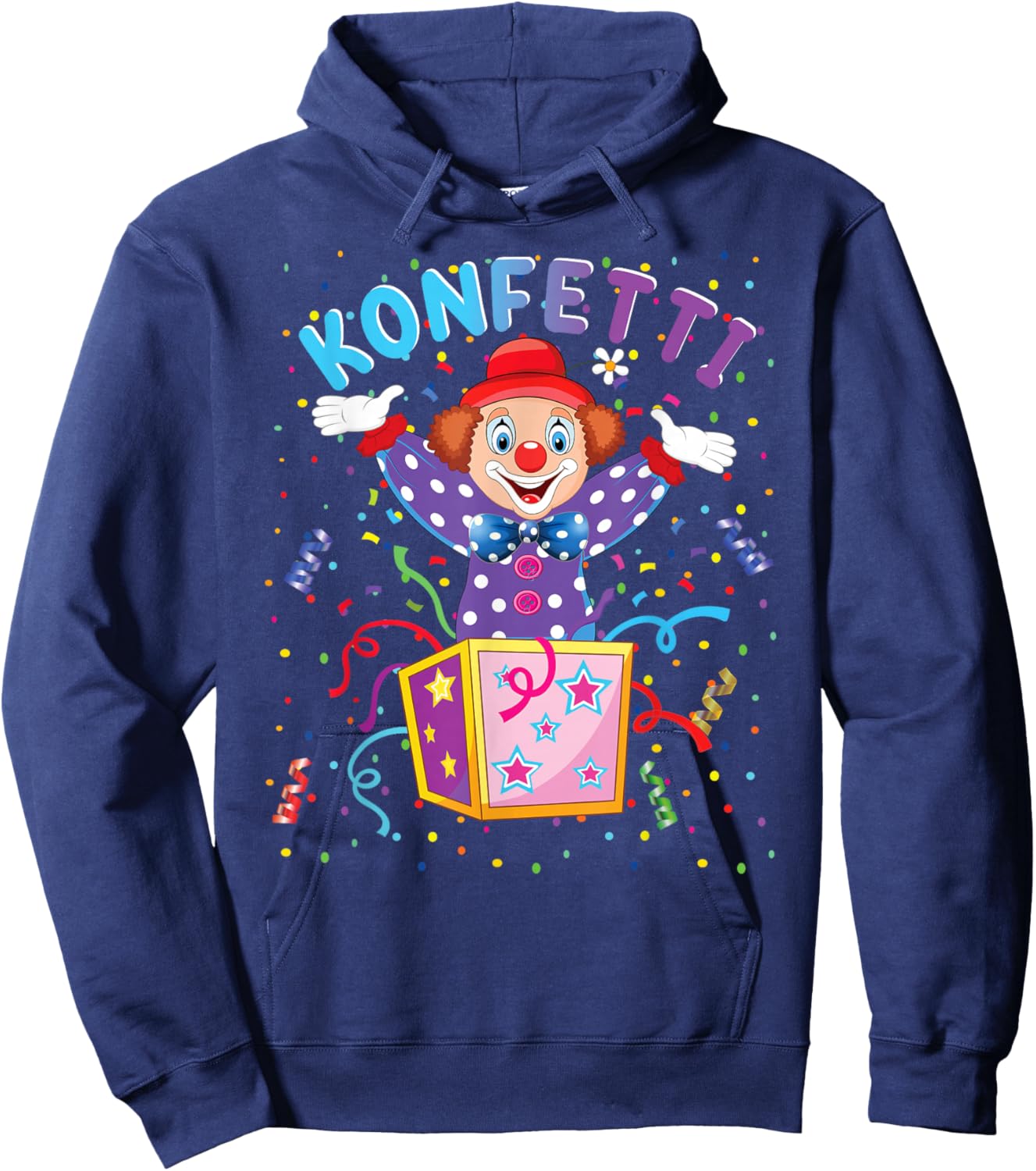 Funny Carnival Clown in Box Costume Confetti Fancy Dress Hoodie - Hoodie | Navy