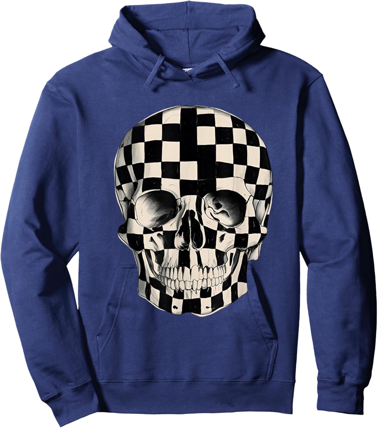 Checkerboard Skull Hoodie - Hoodie | Navy