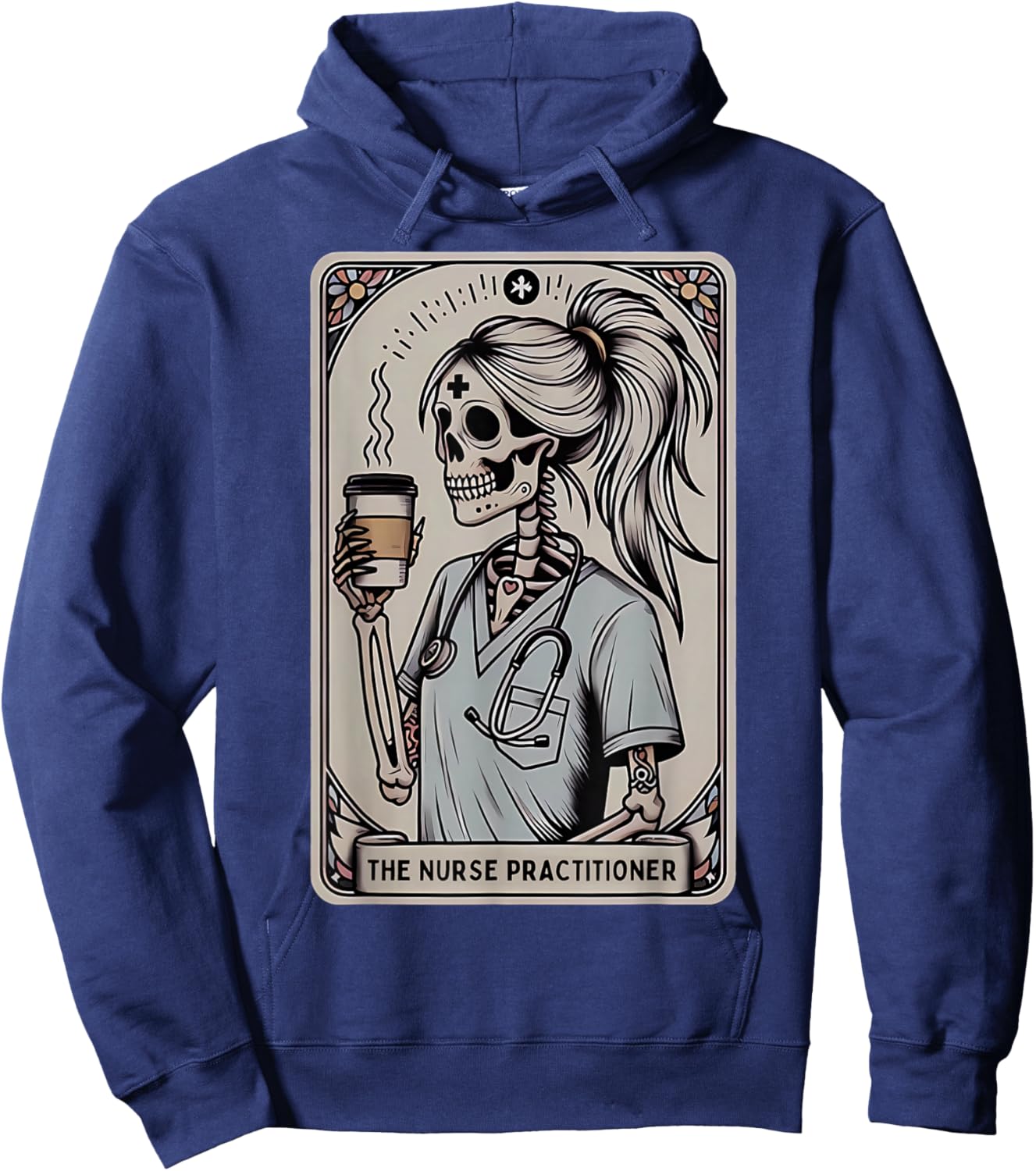 Nurse Practitioner Tarot Card Skeleton Halloween Witch Vibes Hoodie - Hoodie | Navy
