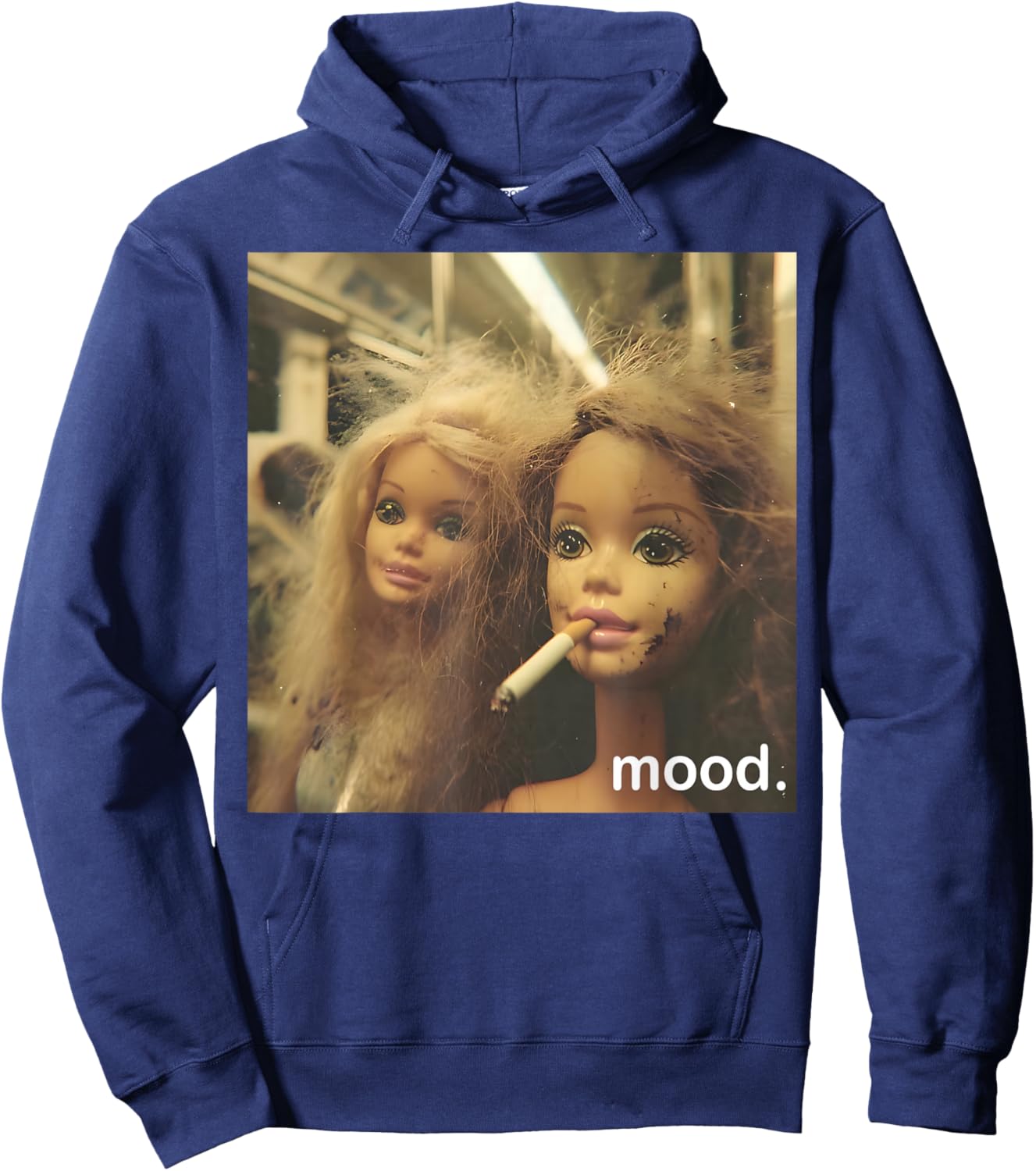 Distressed Puppengesicht Meme Hoodie - Hoodie | Navy
