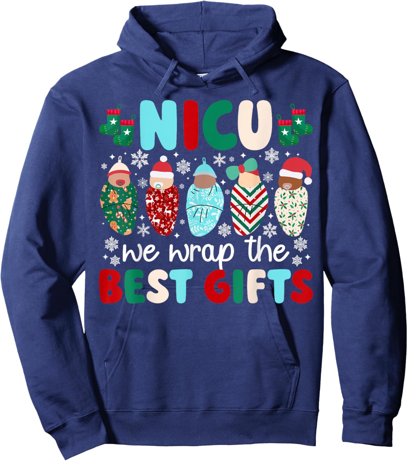 NICU Christmas NICU Nurse Xmas Neonatal Intensive Care Unit Hoodie - Hoodie | Navy