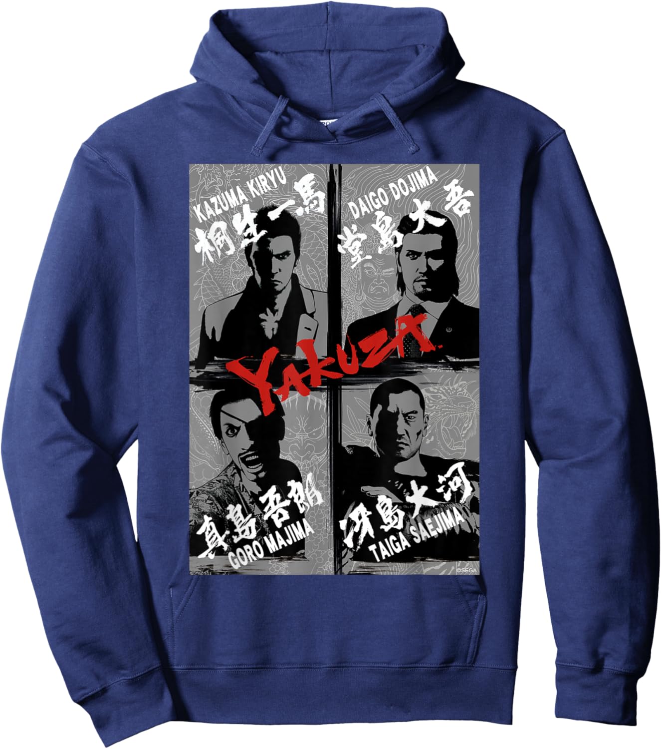 Like a Dragon & Yakuza Group (Gray Tonal) Hoodie - Hoodie | Navy