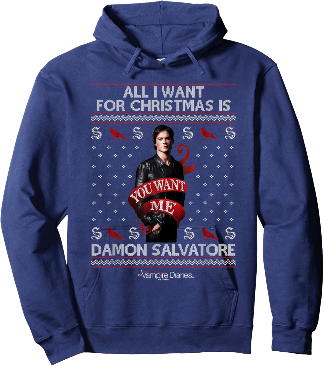 Vampire Diaries All I Want for Christmas is Damon Salvatore Hoodie - Hoodie | Navy