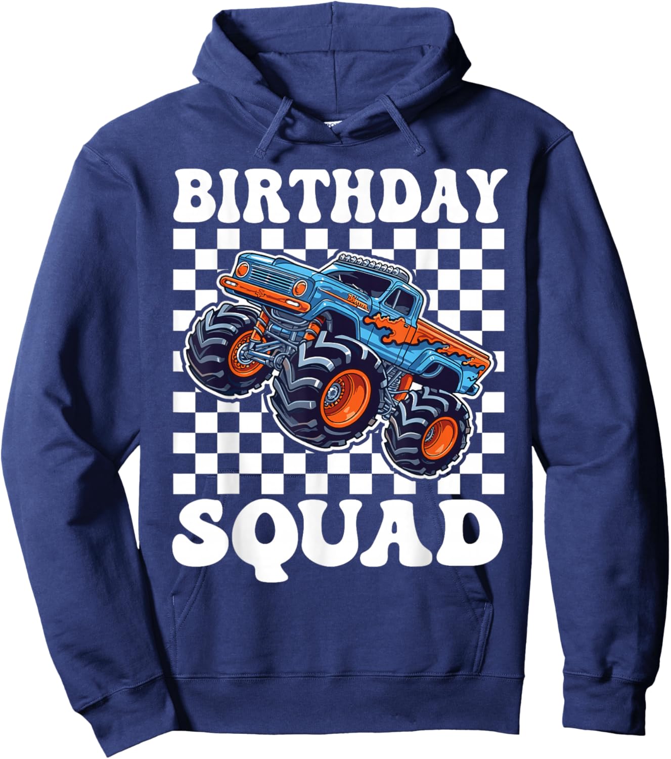 Birthday Squad Monster Truck Birthday Boys Family Matching Hoodie - Hoodie | Navy