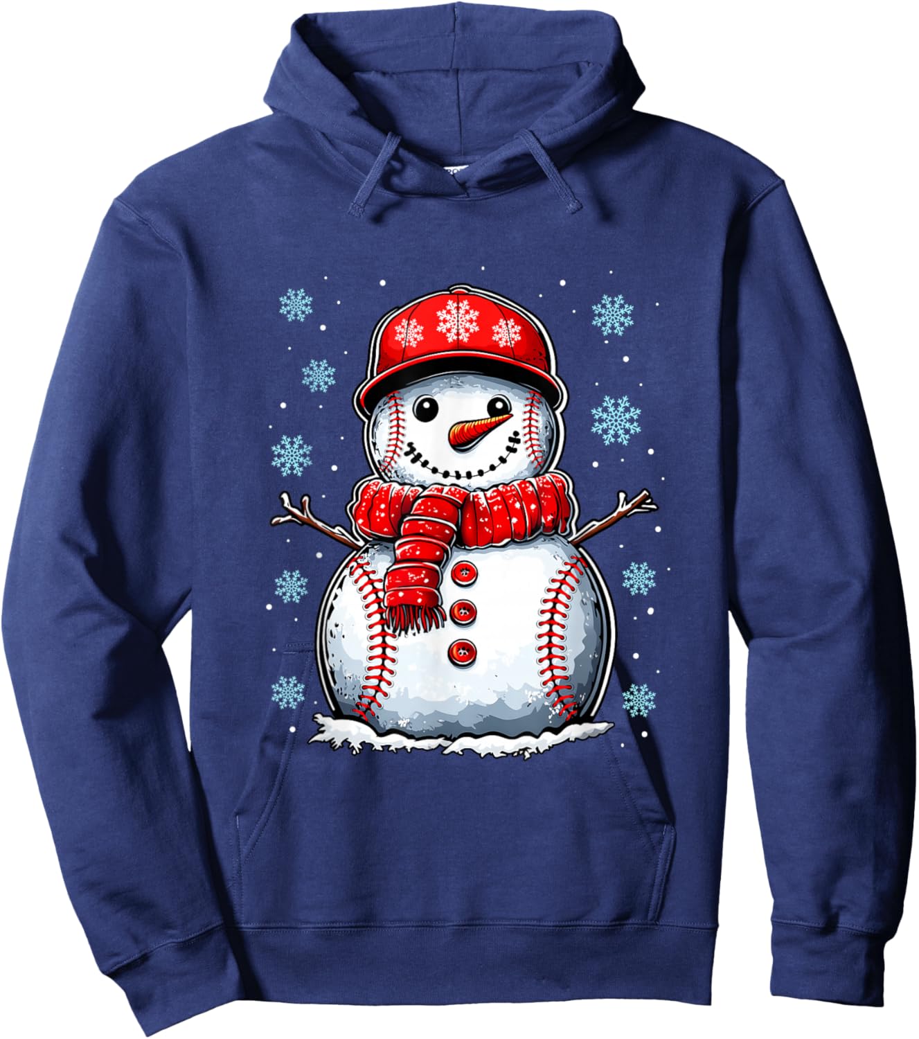 Christmas Baseball Snowman Boys Baseball Christmas Women Men Hoodie - Hoodie | Navy