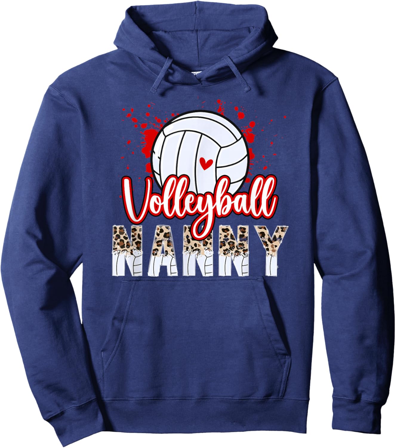 Volleyball Nanny Leopard Nanny Of A Volleyball Player Nanny Hoodie - Hoodie | Navy
