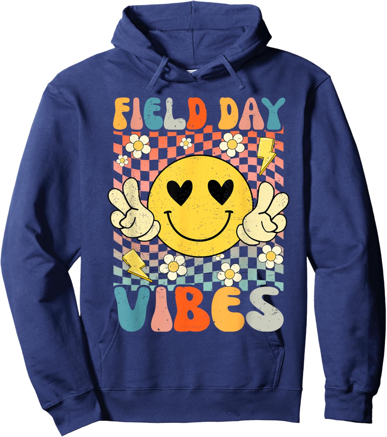 Field Day Vibes Fun Day Groovy Retro Field Trip Boys Girls Hoodie - Hoodie | Navy