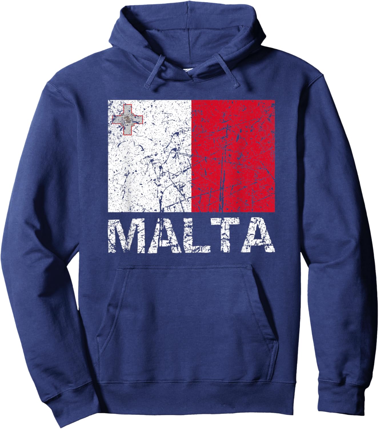 Maltese Flag Of Malta Patriotic Distressed Men Women Kids Hoodie - Hoodie | Navy