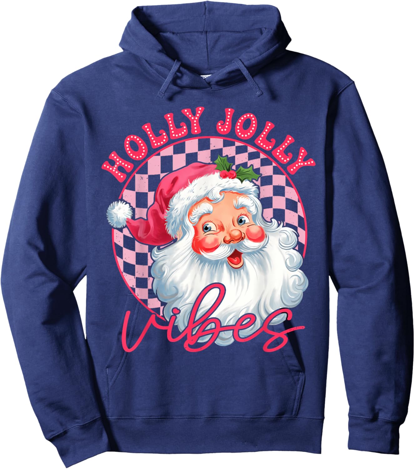 Groovy Cute Santa Claus Christmas Vibes Xmas Women Girl Kids Hoodie - Hoodie | Navy