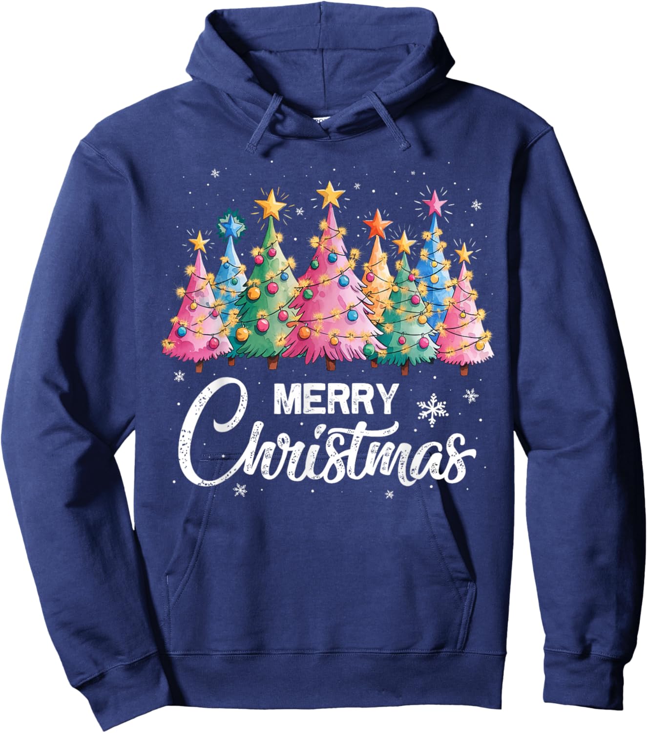 Merry Christmas Pink Christmas Tree, Pink Christmas Costume Hoodie - Hoodie | Navy