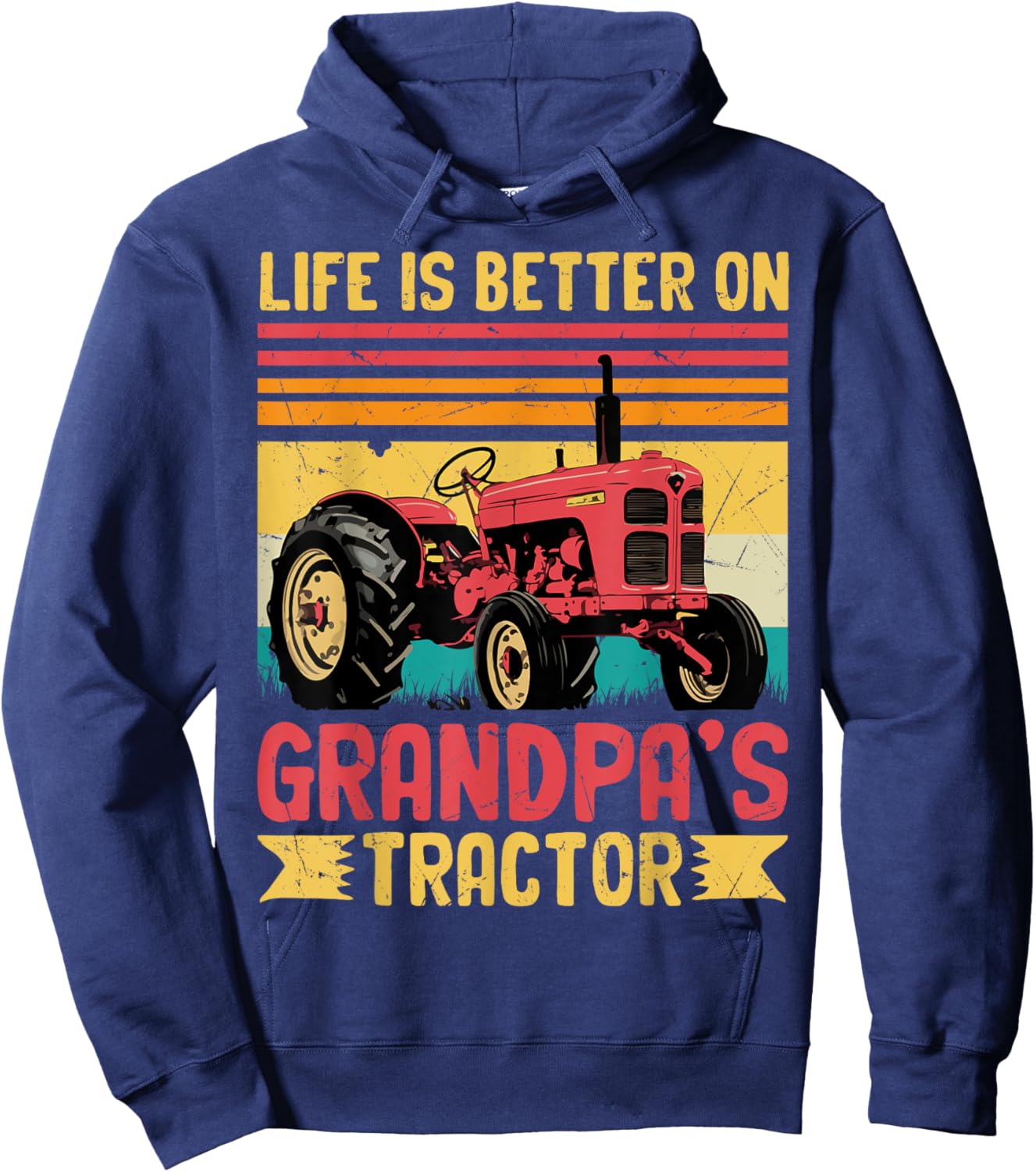 Farm Tractor Boy Life Is Better On Grandpas Tractor Kids Hoodie - Hoodie | Navy