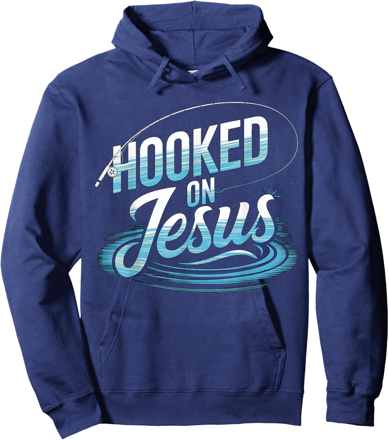 Hooked on Jesus Fishing Christian Hoodie - Hoodie | Navy