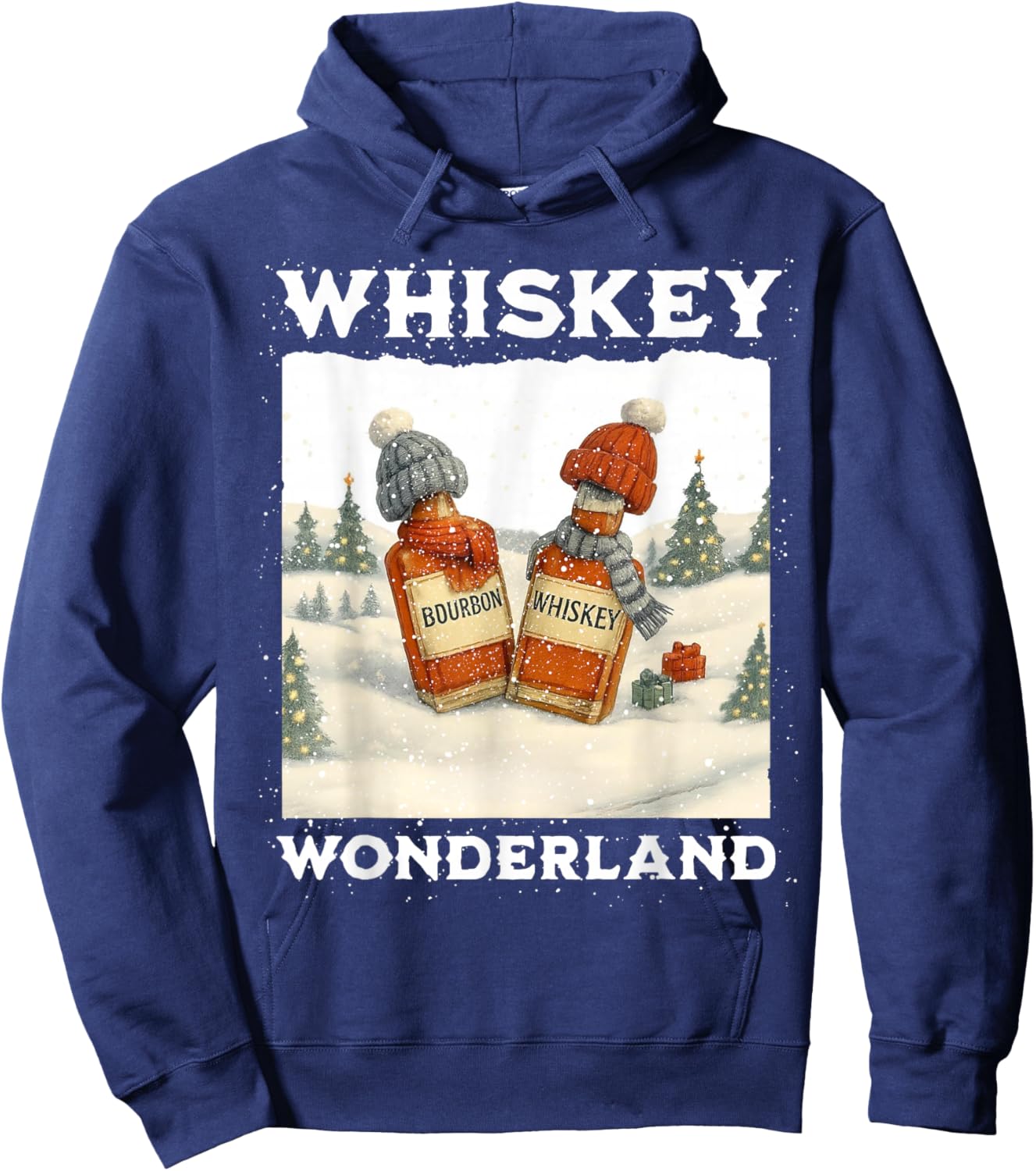 Whiskey Wonderland Funny Christmas Drinking Alcohol Gag Hoodie - Hoodie | Navy